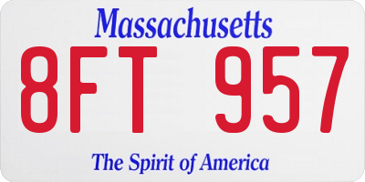 MA license plate 8FT957