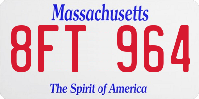 MA license plate 8FT964