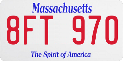 MA license plate 8FT970