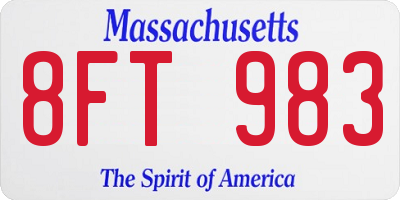 MA license plate 8FT983