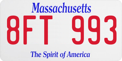 MA license plate 8FT993