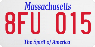 MA license plate 8FU015