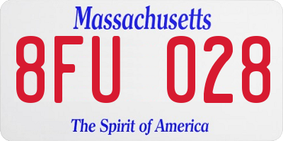 MA license plate 8FU028