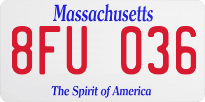 MA license plate 8FU036