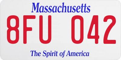 MA license plate 8FU042