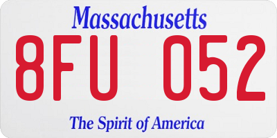 MA license plate 8FU052
