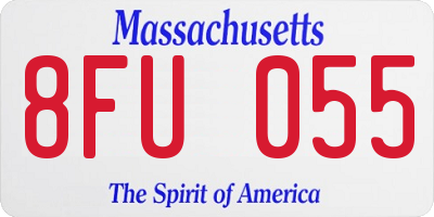MA license plate 8FU055