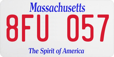 MA license plate 8FU057