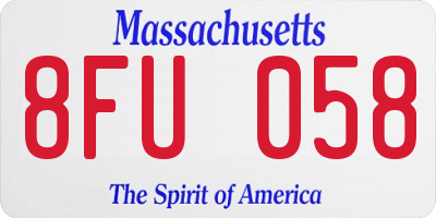 MA license plate 8FU058