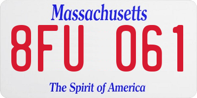 MA license plate 8FU061