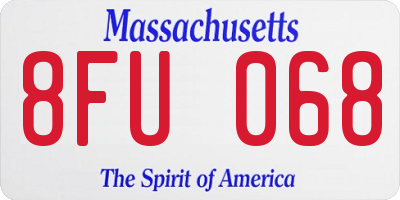 MA license plate 8FU068