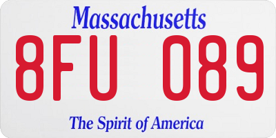 MA license plate 8FU089