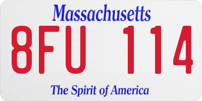 MA license plate 8FU114