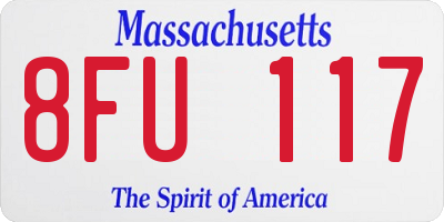MA license plate 8FU117