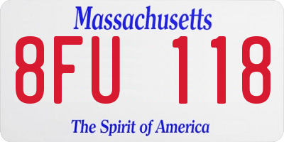 MA license plate 8FU118