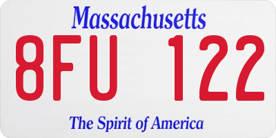 MA license plate 8FU122