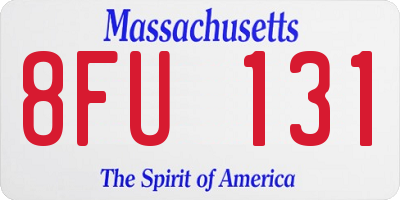 MA license plate 8FU131