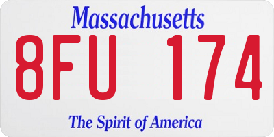 MA license plate 8FU174