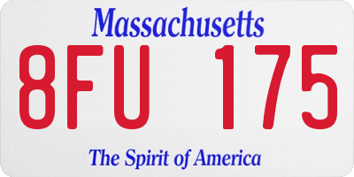 MA license plate 8FU175