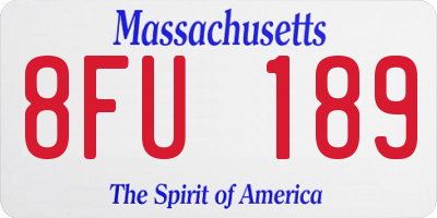 MA license plate 8FU189