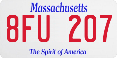MA license plate 8FU207