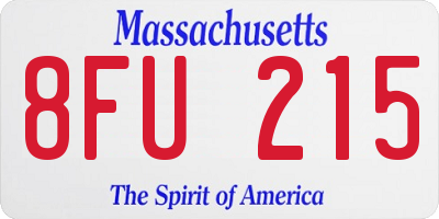 MA license plate 8FU215