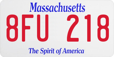 MA license plate 8FU218