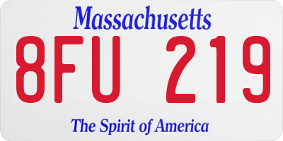 MA license plate 8FU219