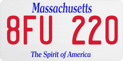 MA license plate 8FU220
