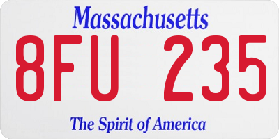 MA license plate 8FU235