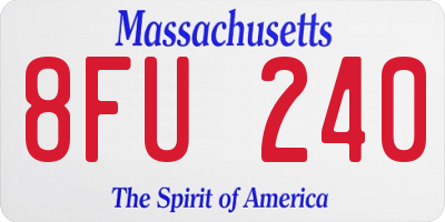 MA license plate 8FU240