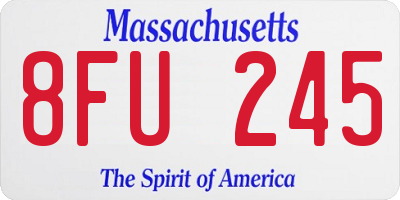 MA license plate 8FU245