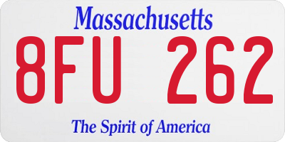 MA license plate 8FU262