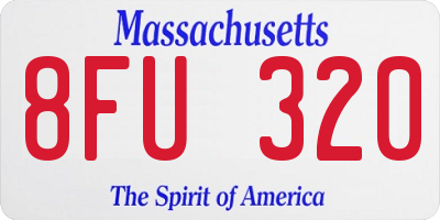 MA license plate 8FU320