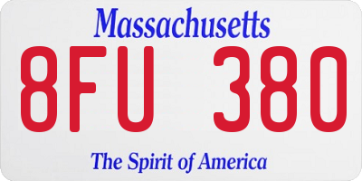 MA license plate 8FU380