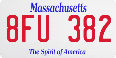 MA license plate 8FU382