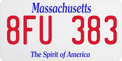 MA license plate 8FU383
