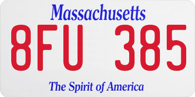 MA license plate 8FU385