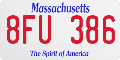 MA license plate 8FU386