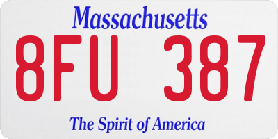 MA license plate 8FU387