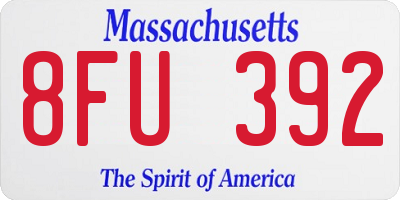 MA license plate 8FU392