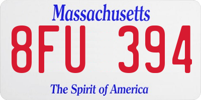 MA license plate 8FU394