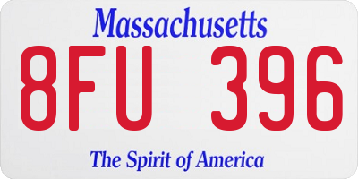 MA license plate 8FU396