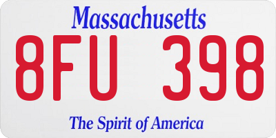 MA license plate 8FU398