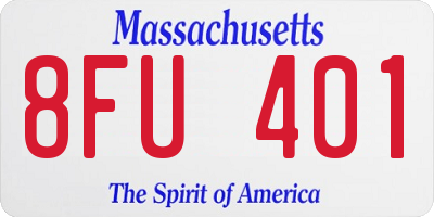 MA license plate 8FU401