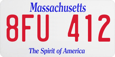 MA license plate 8FU412