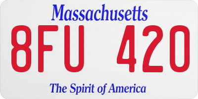 MA license plate 8FU420