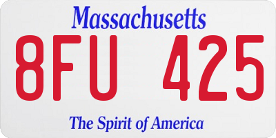 MA license plate 8FU425