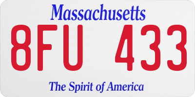 MA license plate 8FU433