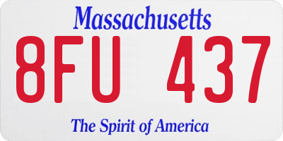MA license plate 8FU437